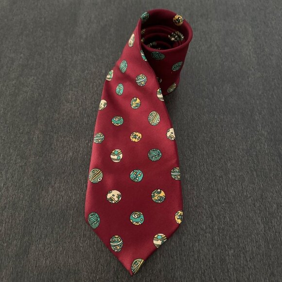 Rykiel Homme 100% Silk Burgundy Necktie Geometric Print Made In France - Picture 1 of 6